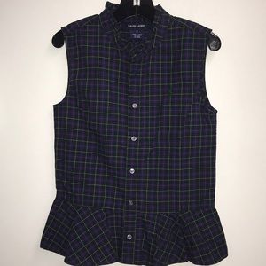 Ralph Lauren sleeveless plaid peplum
